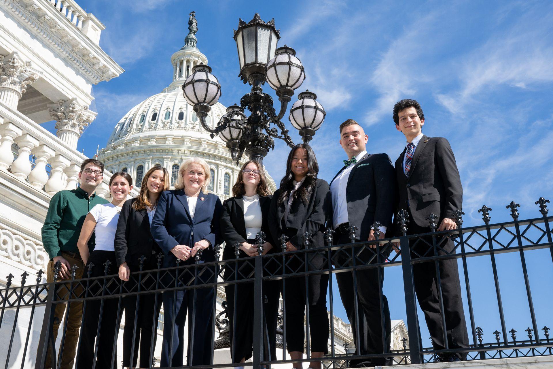 Congresswoman Garcia stands with group in front of capitol