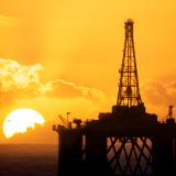 oil rig and sunset oil rig and sunset